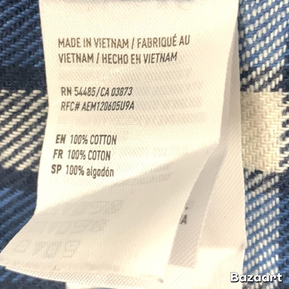 American Eagle Outfitters Men Blue Plaid Fannnel Shirt Sz. M - Picture 8 of 10